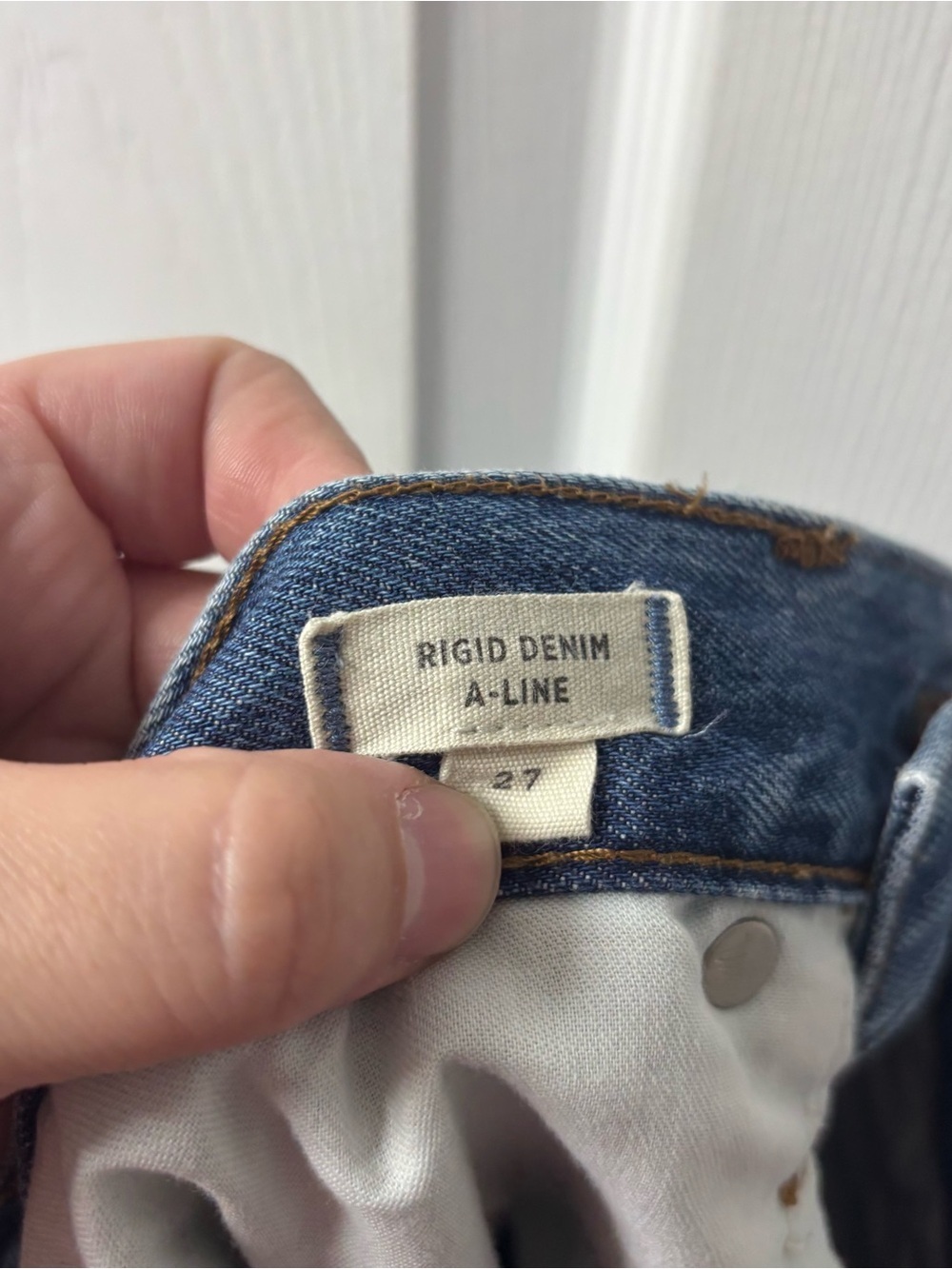 Madewell Rigid Denim A-Line Mini Skirt Frayed Hem Women’s Size 27 - Picture 3 of 8